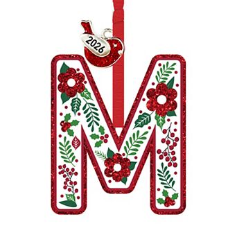 Letter Floral Monogram Ceramic Ornament