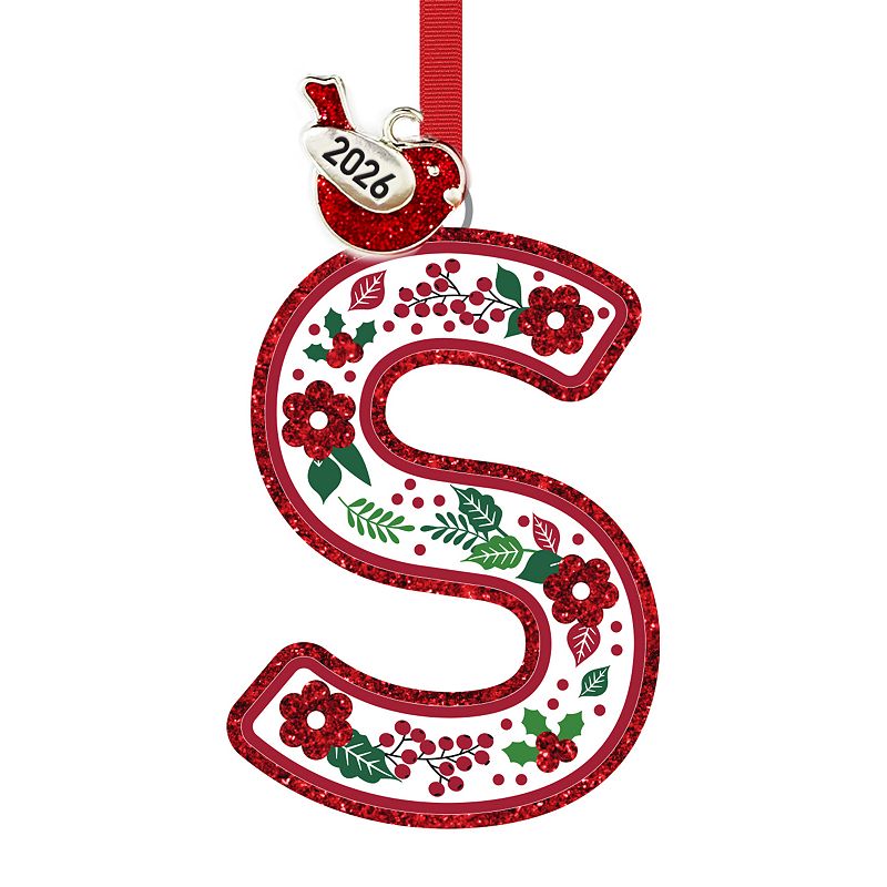 Letter Floral Monogram Ceramic Ornament