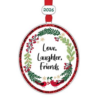 Love Laughter Friends with Dated 2026 Ceramic Bead Sentiment Ceramic Ornament