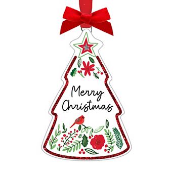Merry Christmas Sentiment Ceramic Ornament