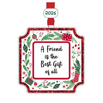 A Friend Is the Best Gift of All with Dated 2026 Ceramic Bead Sentiment Ceramic Ornament