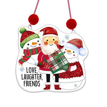 Love Laughter Friends Pairs Sentiment Ceramic Ornament