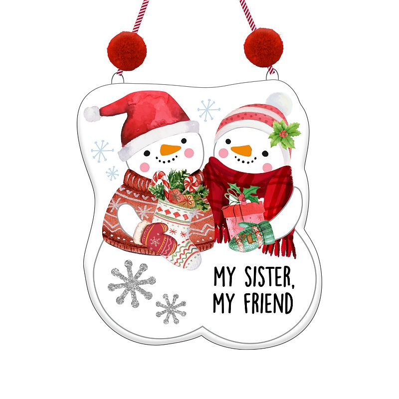 Unbranded My Sister My Friend Pairs Sentiment Ceramic Ornament, Multi