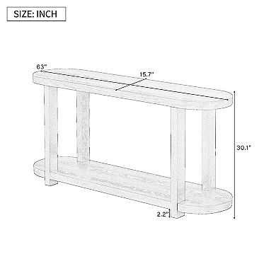 Merax Modern Minimalist Ash Veneer Entryway Table with Streamlined Desktop Design