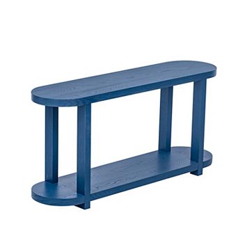 Merax Modern Minimalist Ash Veneer Entryway Table with Streamlined Desktop Design