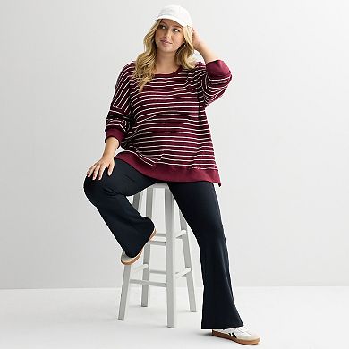Juniors' Plus Size SO® Oversized Waffle Scoop Neck Top