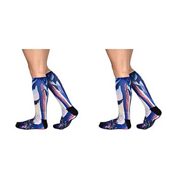 Morning Hike Pattern CoolMax Knee High Socks, Colorful Men and Women 2 Pair Socks