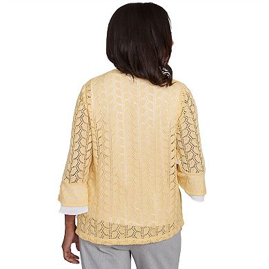 Women's Alfred Dunner Two-in-One Pointelle Knit Top with Necklace