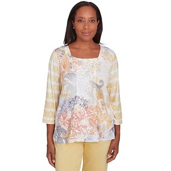 Women's Alfred Dunner Squareneck Paisley Geometric Top