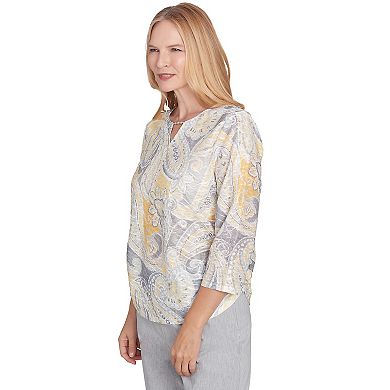 Women's Alfred Dunner Textured Paisley Beaded Neck Top