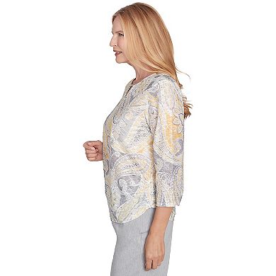 Women's Alfred Dunner Textured Paisley Beaded Neck Top