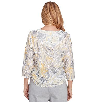 Women's Alfred Dunner Textured Paisley Beaded Neck Top