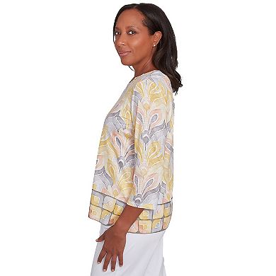 Women's Alfred Dunner Geometric Medallion Crewneck Top