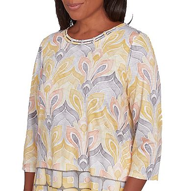 Women's Alfred Dunner Geometric Medallion Crewneck Top