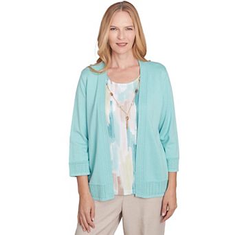 Women's Alfred Dunner Brushstroke Inner Two-in-One Sweater with Necklace