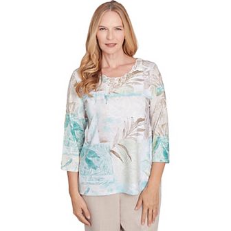 Women's Alfred Dunner Patchwork Leaves Textured Top