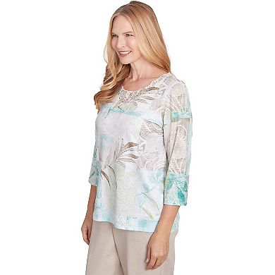Women's Alfred Dunner Patchwork Leaves Textured Top