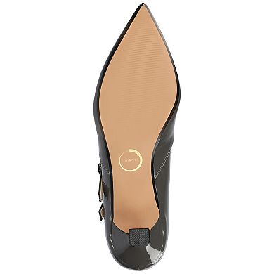 Journee Carnation Medium and Wide Width Women's Kitten Heel Mary Jane Pointed Toe Buckle Detail Comfort Pumps