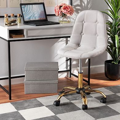 Baxton Studio Kabira Swivel Office Chair with Adjustable Height