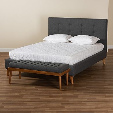 Baxton Studio Valencia Bed & Bench 2-Piece Bedroom Set