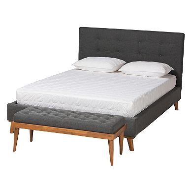 Baxton Studio Valencia Bed & Bench 2-Piece Bedroom Set