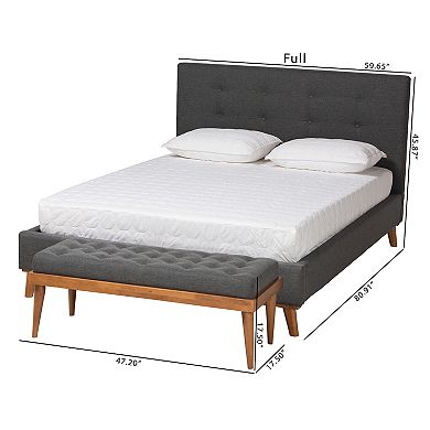 Baxton Studio Valencia Bed & Bench 2-Piece Bedroom Set