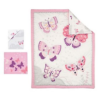 Bedtime Originals Butterfly Kisses 3 pc Crib Bedding Set