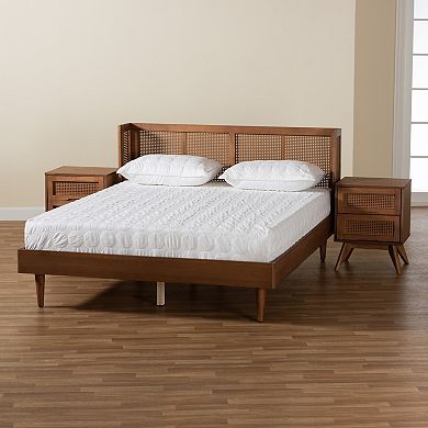 Baxton Studio Rina Bed & Nightstands 3-Piece Bedroom Set