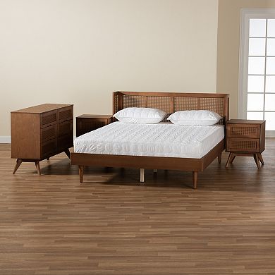 Baxton Studio Rina Bed, Dresser, & Nightstands 4-Piece Bedroom Set