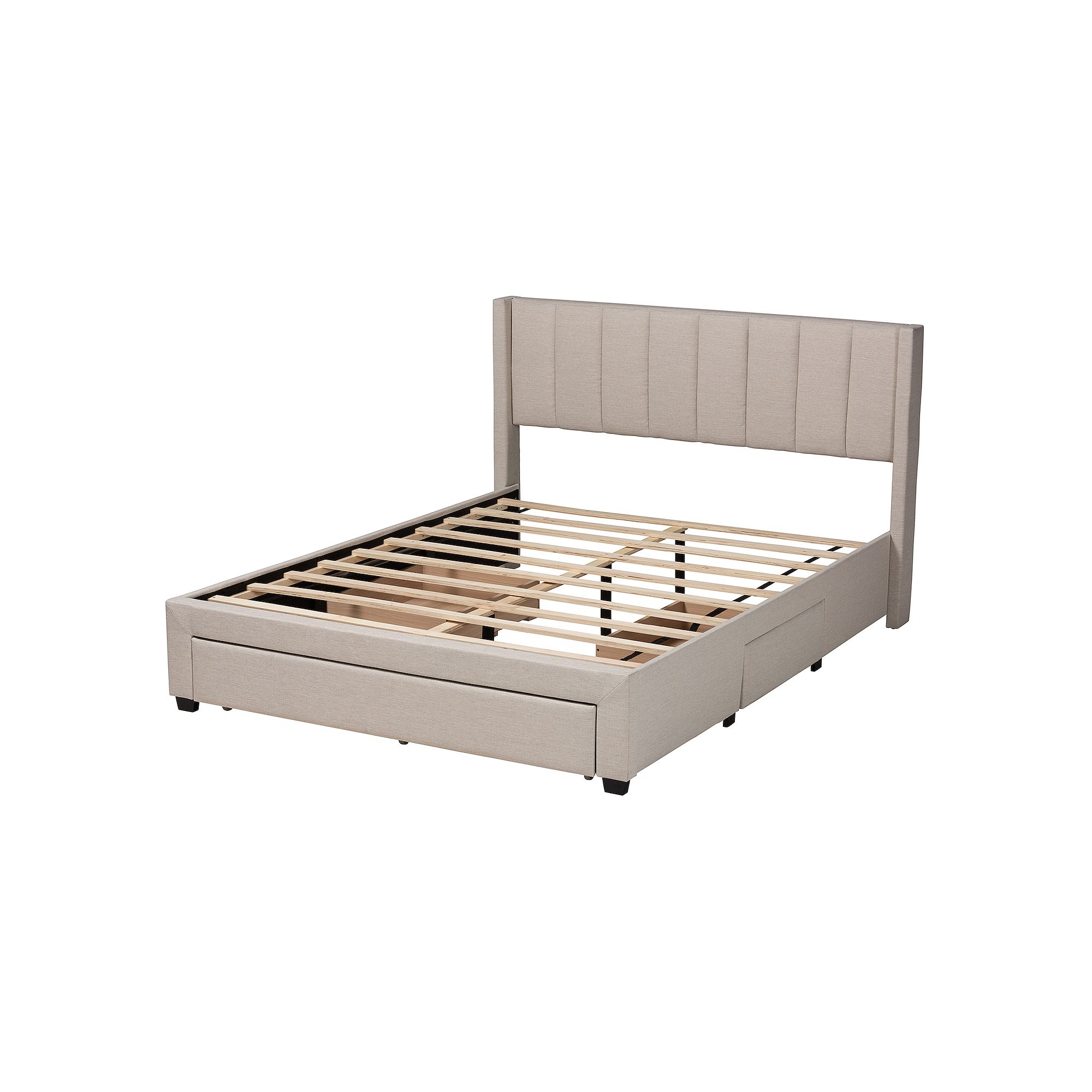 Baxton Studio Coronado Storage Platform Bed Frame, Beige