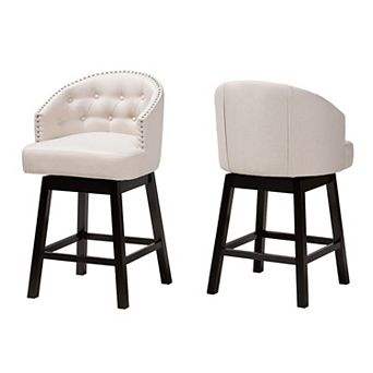 Baxton Studio 2 pc Theron Swivel Counter Stool Set