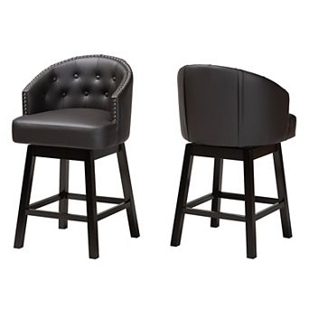 Baxton Studio 2 pc Theron Swivel Counter Stool Set