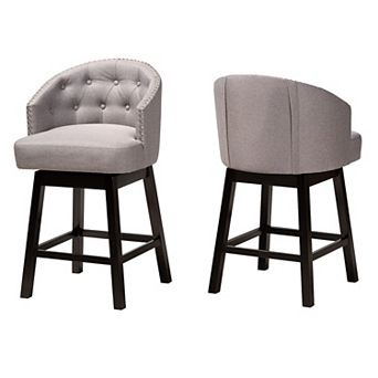 Baxton Studio 2 pc Theron Swivel Counter Stool Set