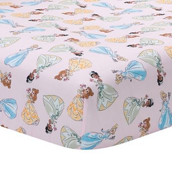 Disney Princess Belle, Tiana, & Cinderella Fitted Crib Sheet by Lambs & Ivy