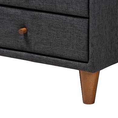 Baxton Studio Louvain Bed & Nightstands 3-Piece Bedroom Set