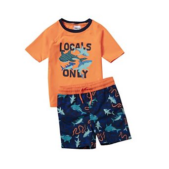 Toddler Boy Lands' End Short Sleeve Rashguard 2 pc Swim Set