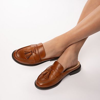 Journee Azura Women's Comfort Mule Loafers Round Toe Tassel Block Heel