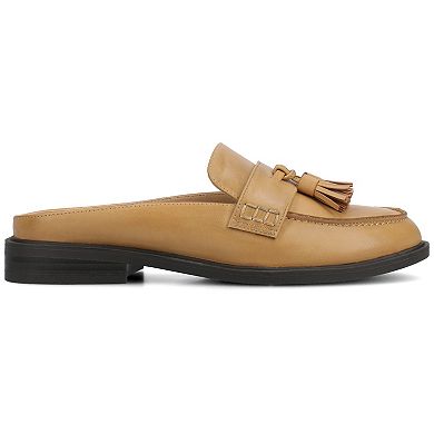Journee Azura Women's Comfort Mule Loafers Round Toe Tassel Block Heel
