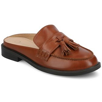 Journee Azura Women's Comfort Mule Loafers Round Toe Tassel Block Heel