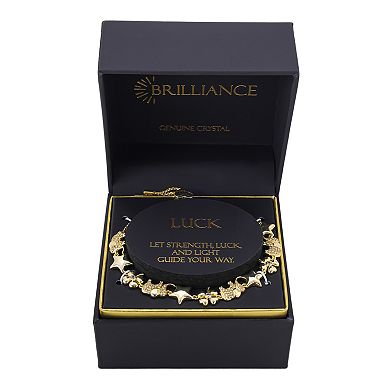 Brilliance 14k Gold Flash Plated Cubic Zirconia Elephant, Cubic Zirconia Clover, and Star Bolo Bracelet