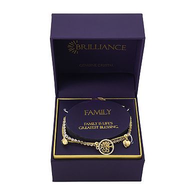 Brilliance 14k Gold Flash Plated Cubic Zirconia Tree & Hearts Layered Chain and Cubic Zirconia Tennis Bolo Bracelet