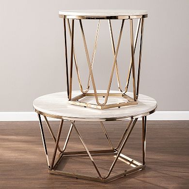 Southern Enterprises Luna Faux Stone Round Coffee Table