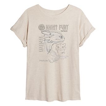 Juniors' How To Train Your Dragon Night Fury Oversized Tee