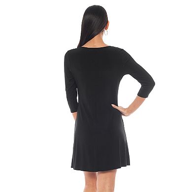 Women's Tash + Sophie 3/4 Sleeve A-Line Dress with Pockets