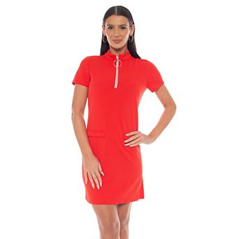 Women's Tash + Sophie Zip Front Mock Neck Dress