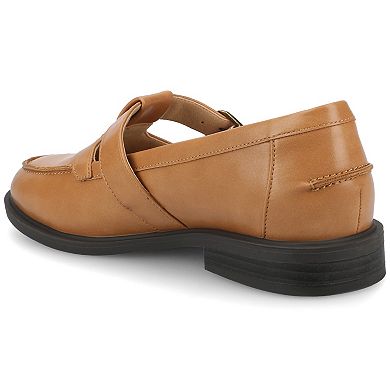 Journee Corina Women's Block Heel Buckle Detail Mary Jane Loafers