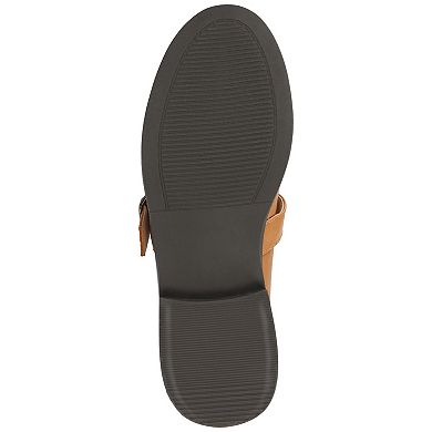 Journee Corina Women's Block Heel Buckle Detail Mary Jane Loafers