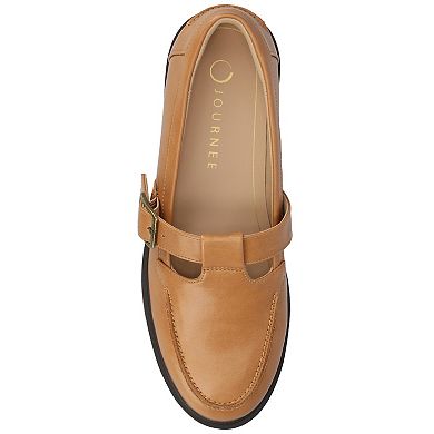 Journee Corina Women's Block Heel Buckle Detail Mary Jane Loafers