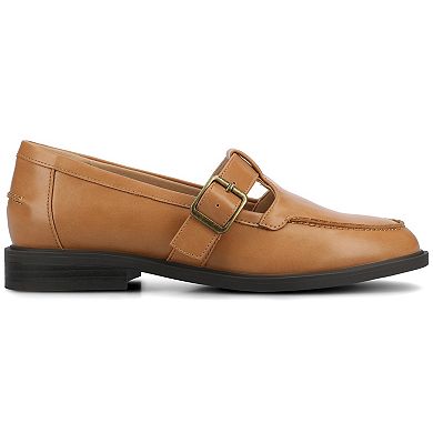 Journee Corina Women's Block Heel Buckle Detail Mary Jane Loafers