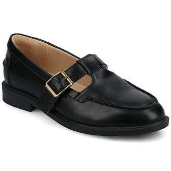 Journee Corina Women's Block Heel Buckle Detail Mary Jane Loafers